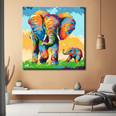 Painting by Numbers Little Elephant with Mother Modern Animal Art